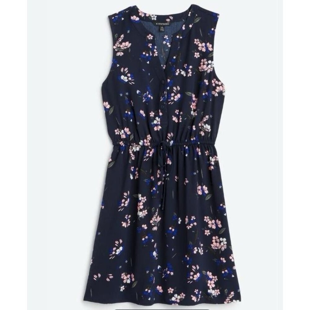 Women's 41 Hawthorn Claira Stitch Fix Tie Waist Dress Navy Floral- Medium NWT